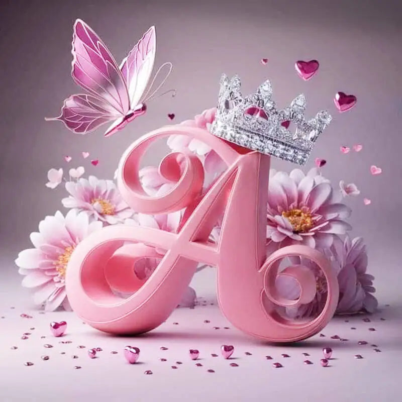 Huacan New Arrivals Diamond Painting Crown Letters  Full Drill Mosaic Butterfly Alphabet Art Wall Decor For Home Craft Kit