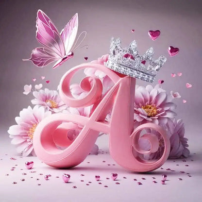 Huacan New Arrivals Diamond Painting Crown Letters  Full Drill Mosaic Butterfly Alphabet Art Wall Decor For Home Craft Kit