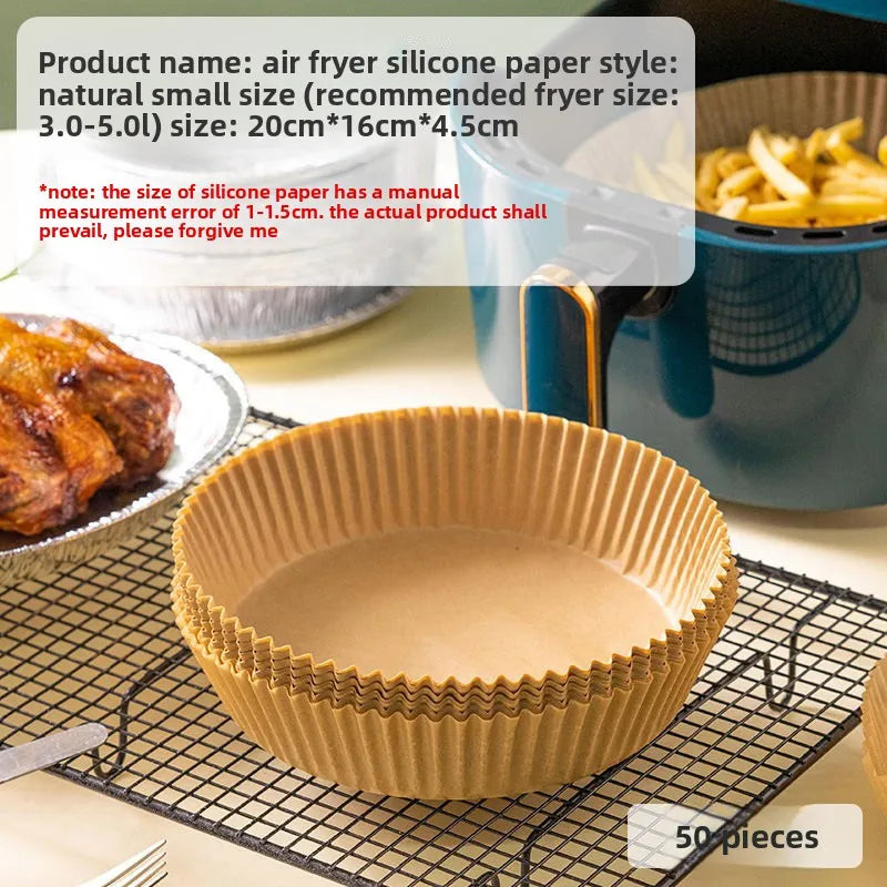 50PCS/set of Special Food-grade Oil-absorbing Paper Pad for Air Fryer Baking Round Paper Tray