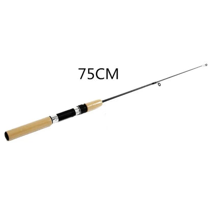 Winter Shrimp Fishing Rods Mini Ice Rod Metal Fishing Reels Elastic Carbon Bait Anti Slip Wood Color Handle Casting Rod pesca