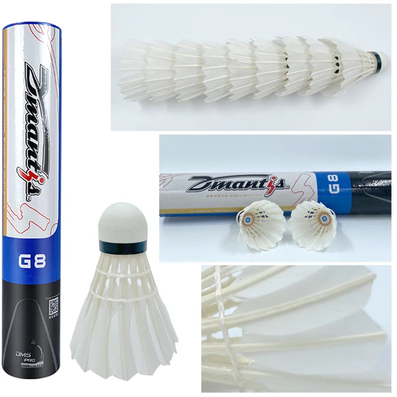 12Pcs G8 Professional Competition Badminton Shuttlecocks Birdies Full Goose Feather Ball