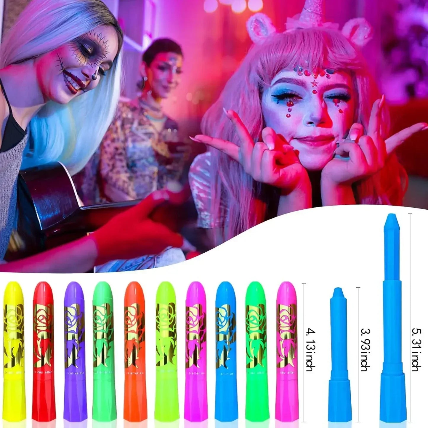 10 Colors Glow Neon Oil Face Body Art UV Glow Oil Painting Halloween Party Water-based Halloween Crayons