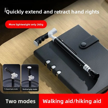 Telescopic Anti Slip Cane, Ultra Light, Portable, Dual-use, Mountaineering, Titanium Alloy, Camping, Hiking, Walking Sticks