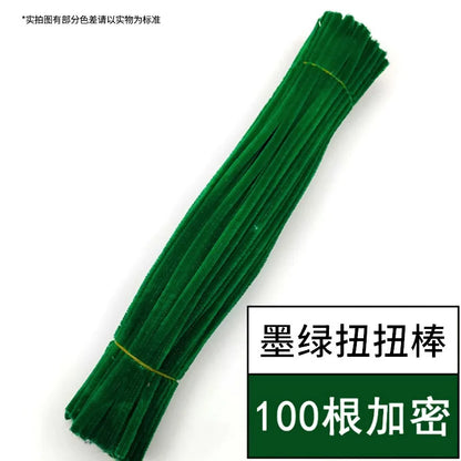 100pcs Chenille Stems Toy DIY Strips Twist Bar Anvil Wire Craft Pipe Creative Hobby Children Plush Stick Pipe Cleaners DIY Craft