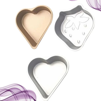 2 Pcs Baking Dishes  Oven Bakeware Pan Chocolate Strawberry Cake Child Mold Heart