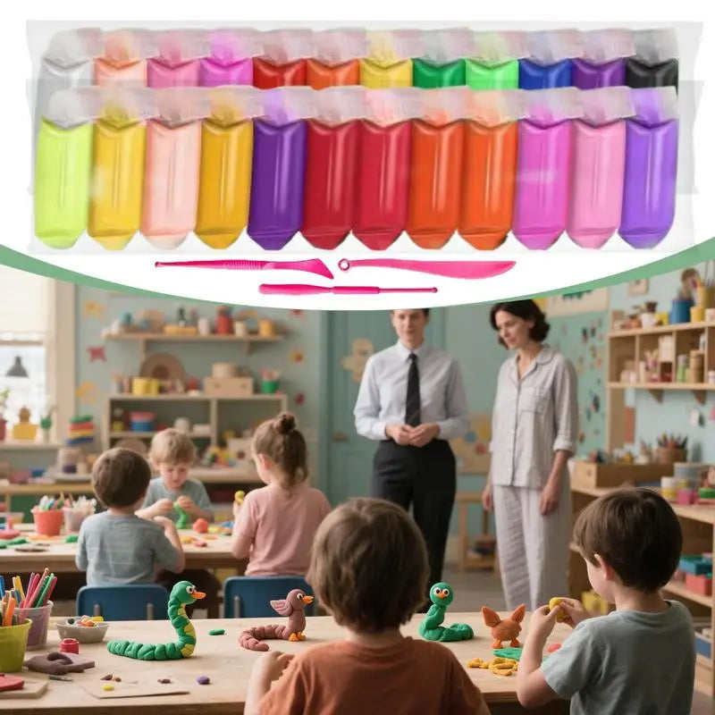 Modeling Clay Kit Multi-colors Air Dry Clay Kit For Kid Non-stick Playdough Colorful Handmade Toys Craft Activities For Home