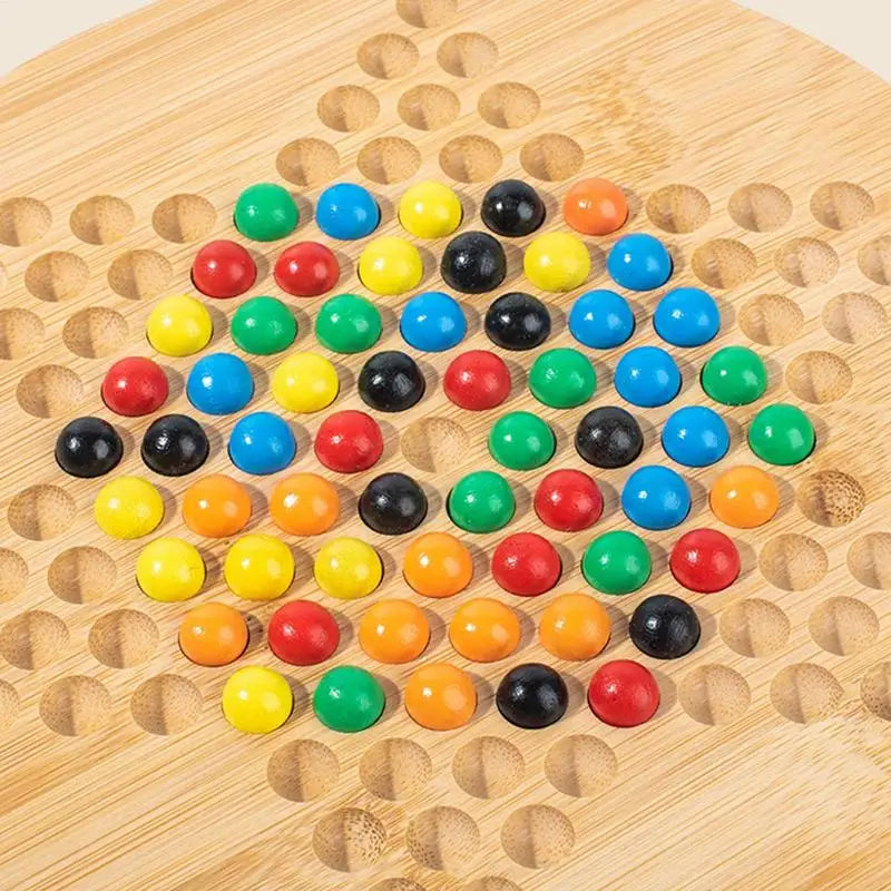 Chinese Checkers Game Set Wood Beads Chinese Checkers Plate Strategy Puzzle Family Board Game For Boys Girls Friends
