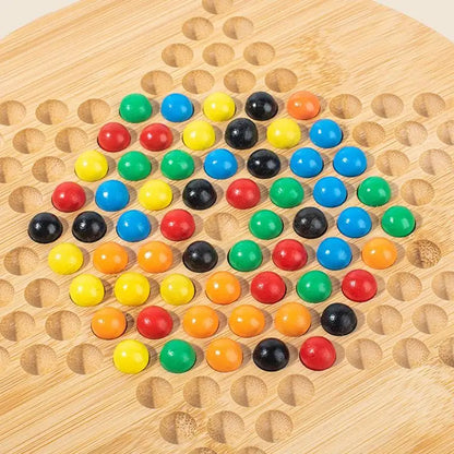 Chinese Checkers Game Set Wood Beads Chinese Checkers Plate Strategy Puzzle Family Board Game For Boys Girls Friends