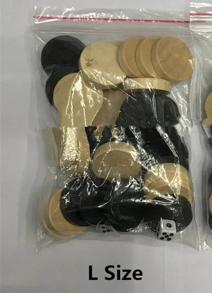 New 30pcs Wooden Draughts Checkers Backgammon Chess Pieces with 2 Dice for Kid Daily Board Game Intelligence Games Entertaining