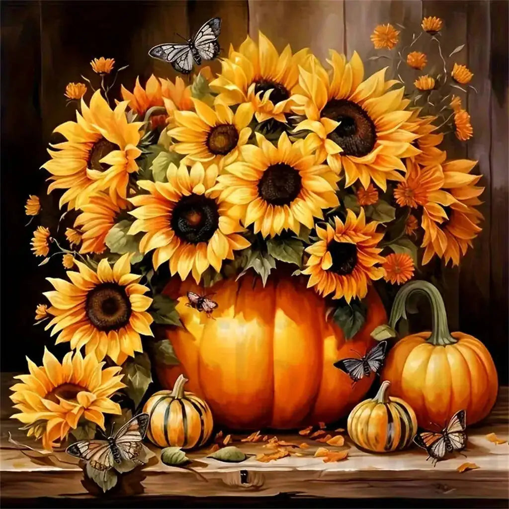 HUACAN Sunflower Pumpkin Diamond Painting Flower Home Decor Rhinestone Pictures New Collection 2025 Craft Kit