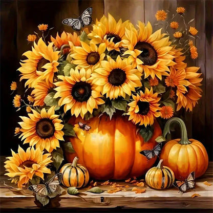 HUACAN Sunflower Pumpkin Diamond Painting Flower Home Decor Rhinestone Pictures New Collection 2025 Craft Kit