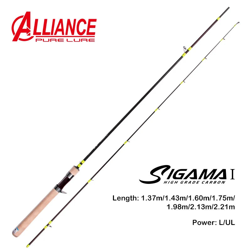 SIGAMA1 Ultralight Carbon Rods MF Action Spinning Casting Fishing Rods Perch Rod 2 section UL L power Travel Rod