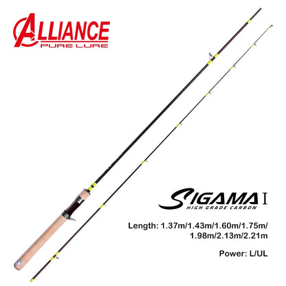 SIGAMA1 Ultralight Carbon Rods MF Action Spinning Casting Fishing Rods Perch Rod 2 section UL L power Travel Rod