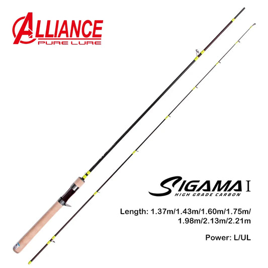 SIGAMA1 Ultralight Carbon Rods MF Action Spinning Casting Fishing Rods Perch Rod 2 section UL L power Travel Rod