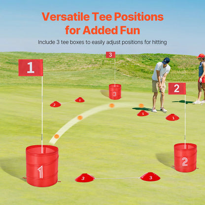 SucceBuy 3/6/9 Hole Kids Backyard Golf Game Portable Bucket Golf Course Practice Chipping Games for Family  Yard Sports Toys