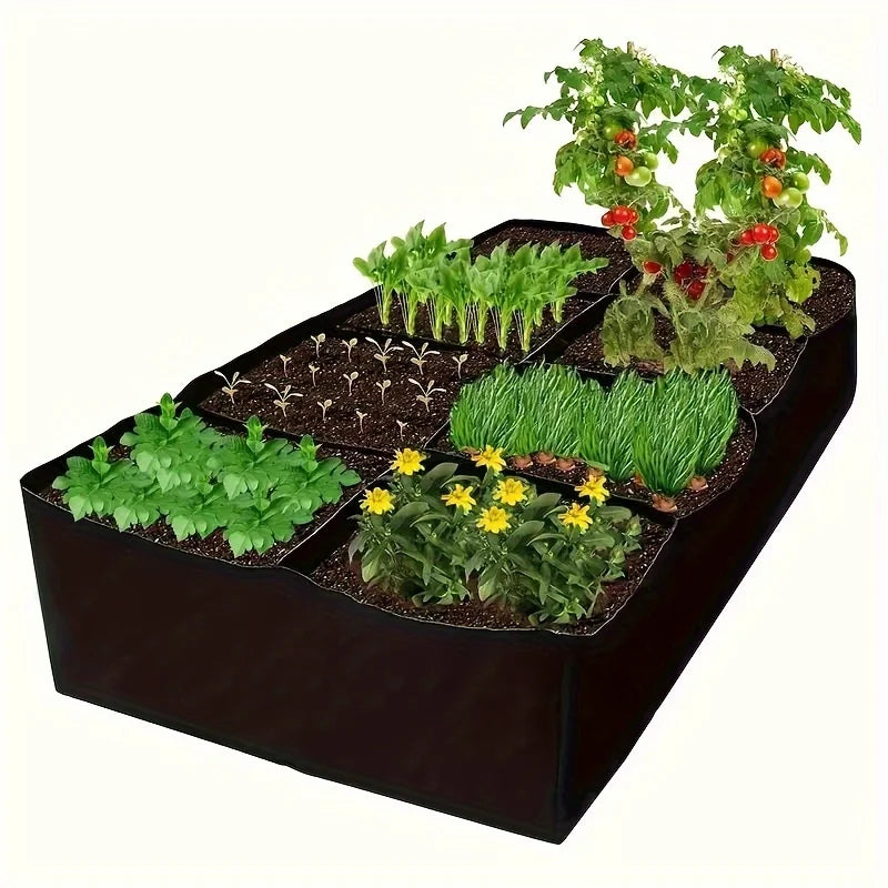 Garden Bed, 128 Gallon 8 Grids Plant Grow Bags, 3x6FT Breathable Planter Raised Beds For Growing Vegetables Potatoes Flowers