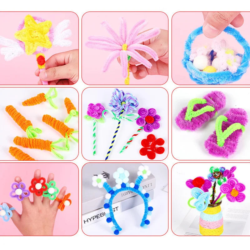 100pcs 30cm Twist Wire Chenille Stems Pipe Cleaners Kid Plush Stick Strips Educational Toys Handmade Material DIY Craft Supplies