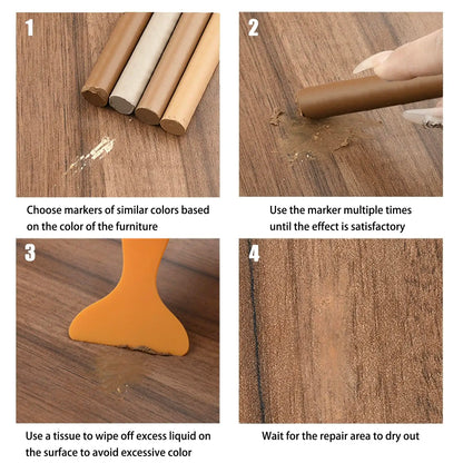 12-Pack Wooden Furniture Repair Kit - Wax Crayons/Pens for Filling Scratches on Floors/Tables