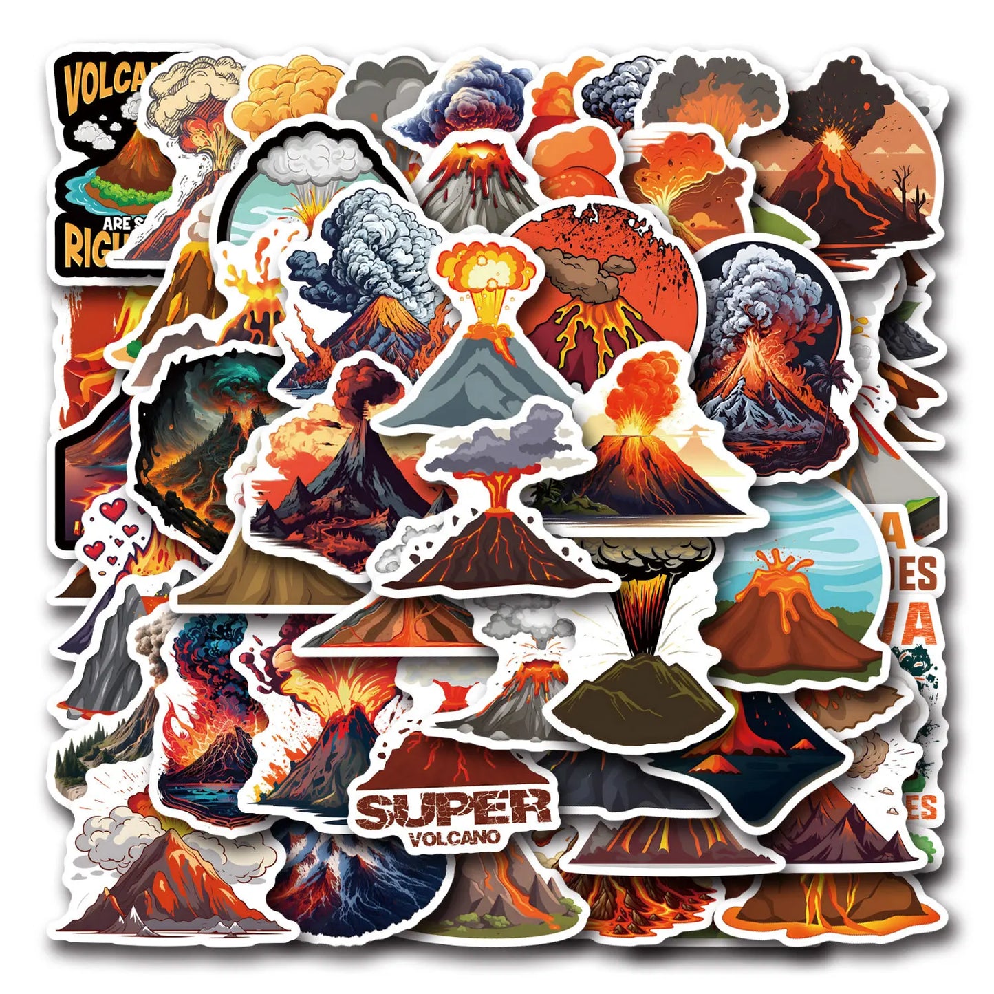 10/30/55PCS Fun Volcano Cartoon Sticker DIY Phone Laptop Luggage Skateboard Graffiti Decals Fun for Gift
