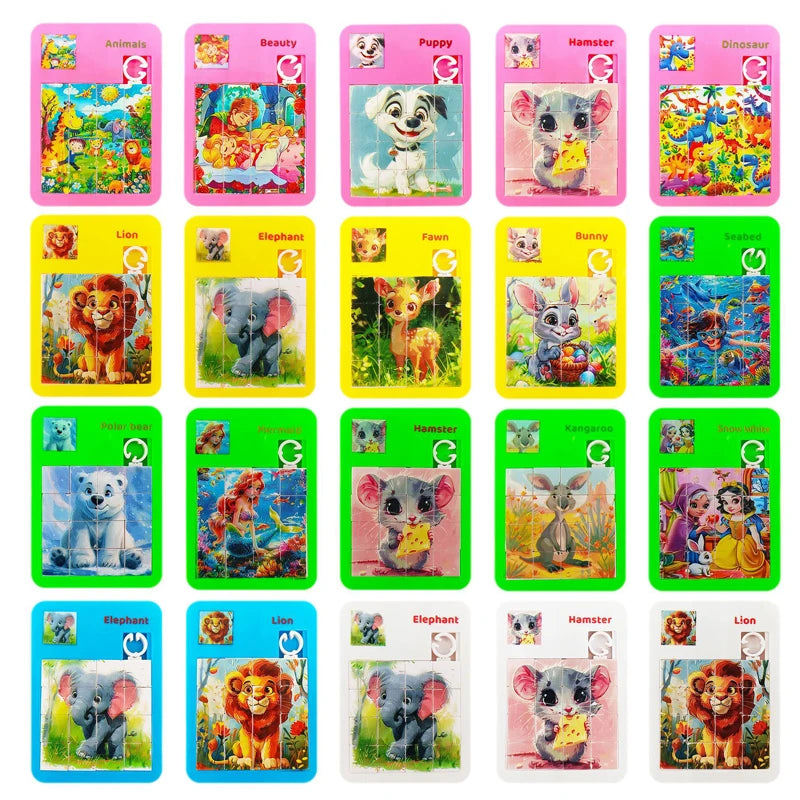 Cartoon Animal Slide Puzzle for Kids Early Educational Toys Goodie Bags Stuffers Classroom Prizes Birthday Party Gifts