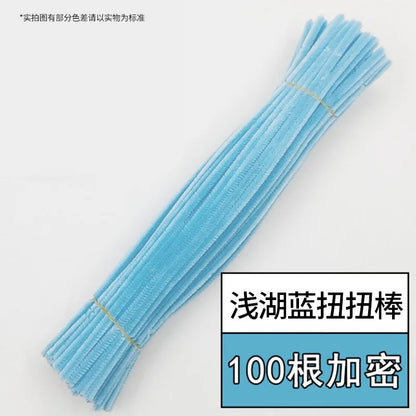 100pcs Chenille Stems Toy DIY Strips Twist Bar Anvil Wire Craft Pipe Creative Hobby Children Plush Stick Pipe Cleaners DIY Craft
