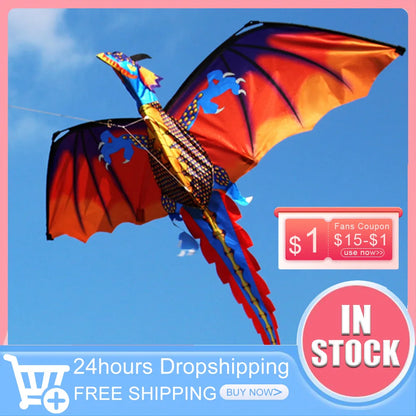 3D Dragon100M Kite Single Line With Tail Outdoor Sports Fun Toy Family Parent-child Interaction  Rainbow Kite
