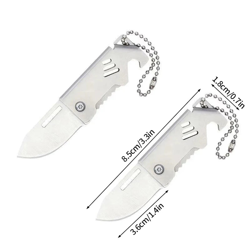 Outdoor Mini Folding Knife Portable Stainless Steel Survival Pocket Knife Camping Backpack Keychain Pendant Camping Hiking Tools
