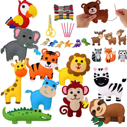 Woodland Animals Craft Kit Forest Creatures DIY Sewing Felt Plush Animals for Kids Early Educational Sewing Sensory Development