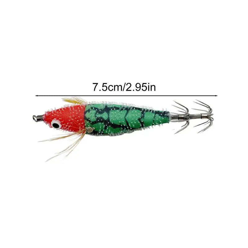 Squid Jigs Saltwater 3D Fishing Lure Hooks Glow in the Dark Animated Lure Squid Lures Shrimp Bait Deep Sea Night Fishing Lures