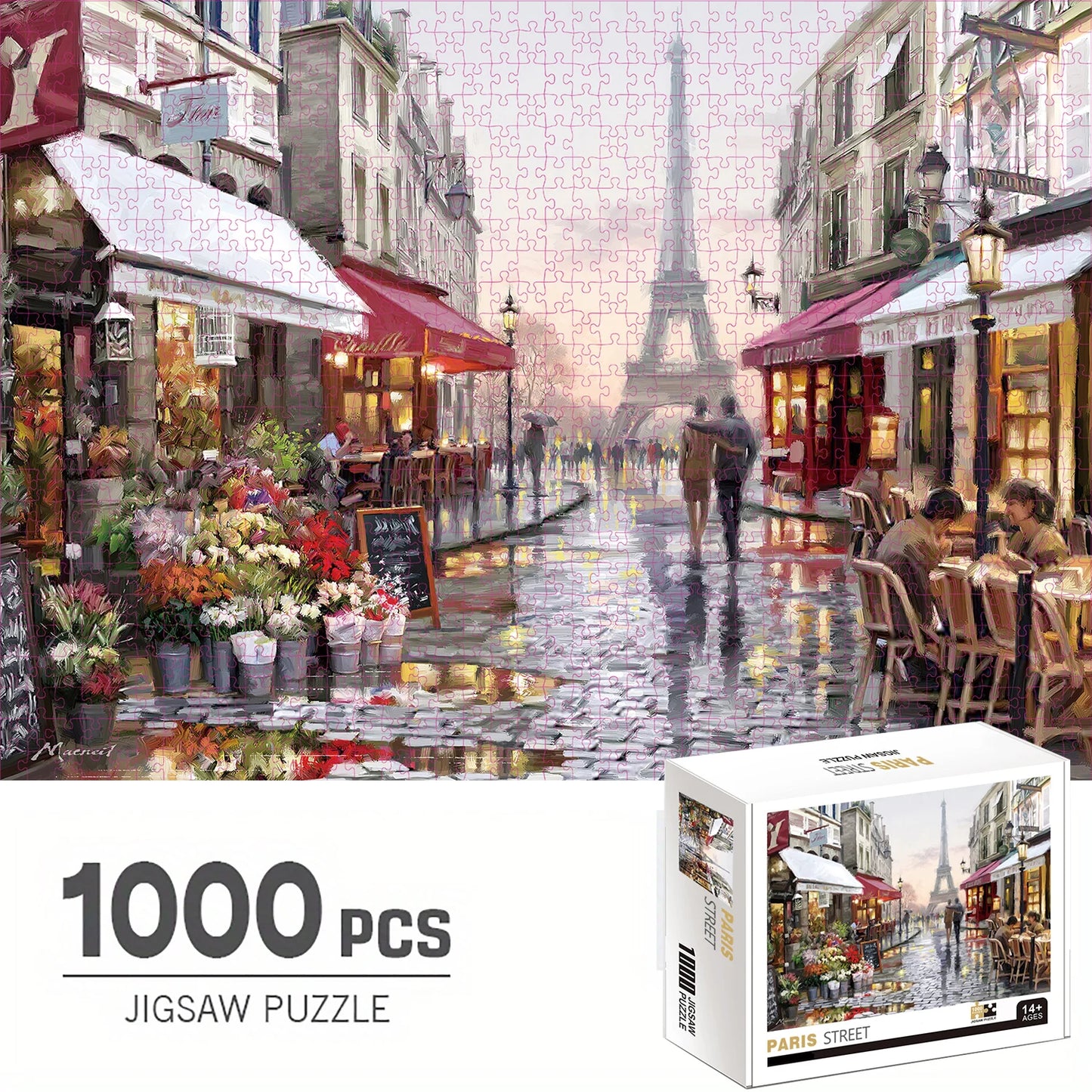 1000 Pieces Jigsaw Puzzles, Paris Street, Adults Large Puzzle Toys Gift Intellectual Decompressing Fun Family Game