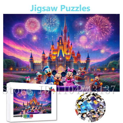 Disney Mickey Mouse and Friends Puzzles 108/200/300/500/1000 Pieces Disney Castle Jigsaw Puzzles Intelligence Game Toys