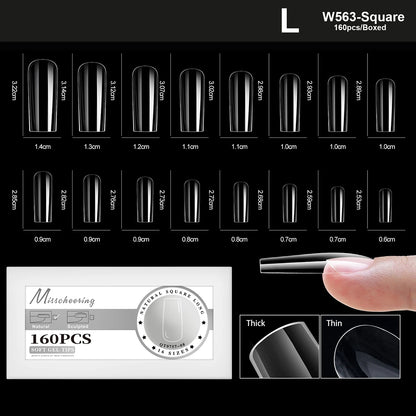 XS-L Nature Soft Gel False Nail Tips Full Cover Press on Almond Capsules Coffin Artificial Glossy Fake Nails Extension 16 Sizes