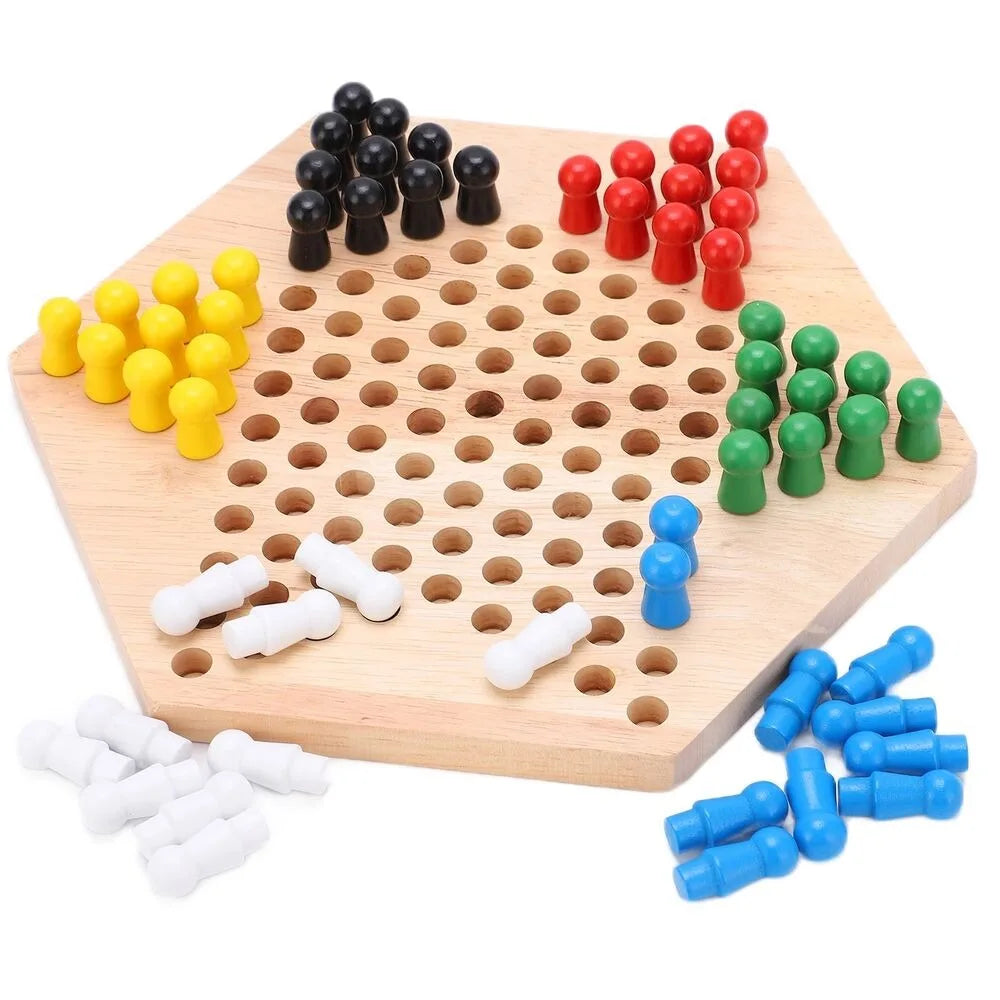 Chinese Checkers Wooden Colorful Chinese Checker Board Game for Kids Family Play