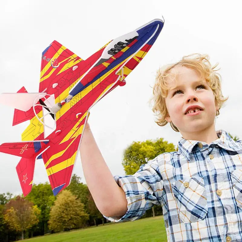 Foam Airplane Toys Rechargeable Throwing Foam Plane Flight Mode Glider Plane With Spinning Function Outdoor Flying Toy For Kids