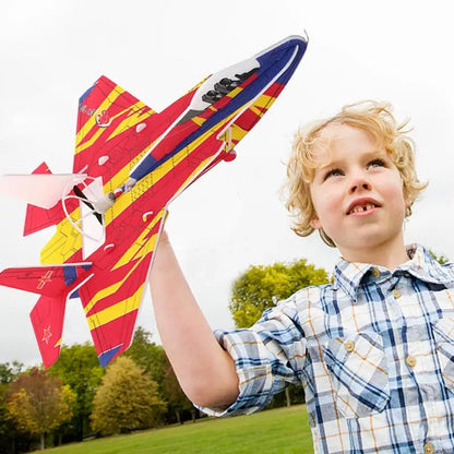 Foam Airplane Toys Rechargeable Throwing Foam Plane Flight Mode Glider Plane With Spinning Function Outdoor Flying Toy For Kids