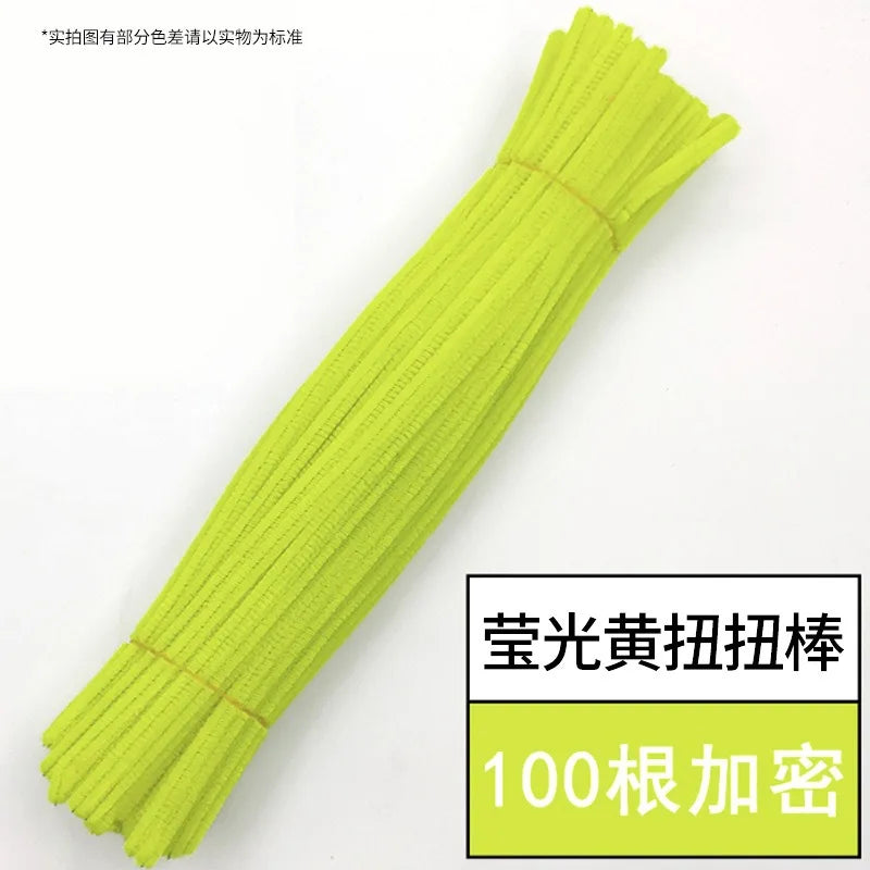100pcs Chenille Stems Toy DIY Strips Twist Bar Anvil Wire Craft Pipe Creative Hobby Children Plush Stick Pipe Cleaners DIY Craft