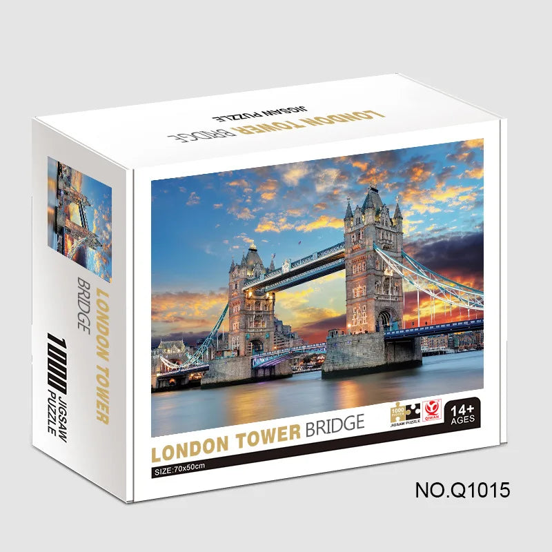 1000 Piece Famous Scenery Jigsaw Puzzle for Kids Adult London Tower Bridge Bridge Large Puzzle Game Toys Gift