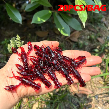 20pcs Crawfish Artificial Bait Shrimp Lobster Claw Lure For Bass Trout Pike Salmon Soft PVC Fishing Lures Swimbait 5.5cm/2.3g