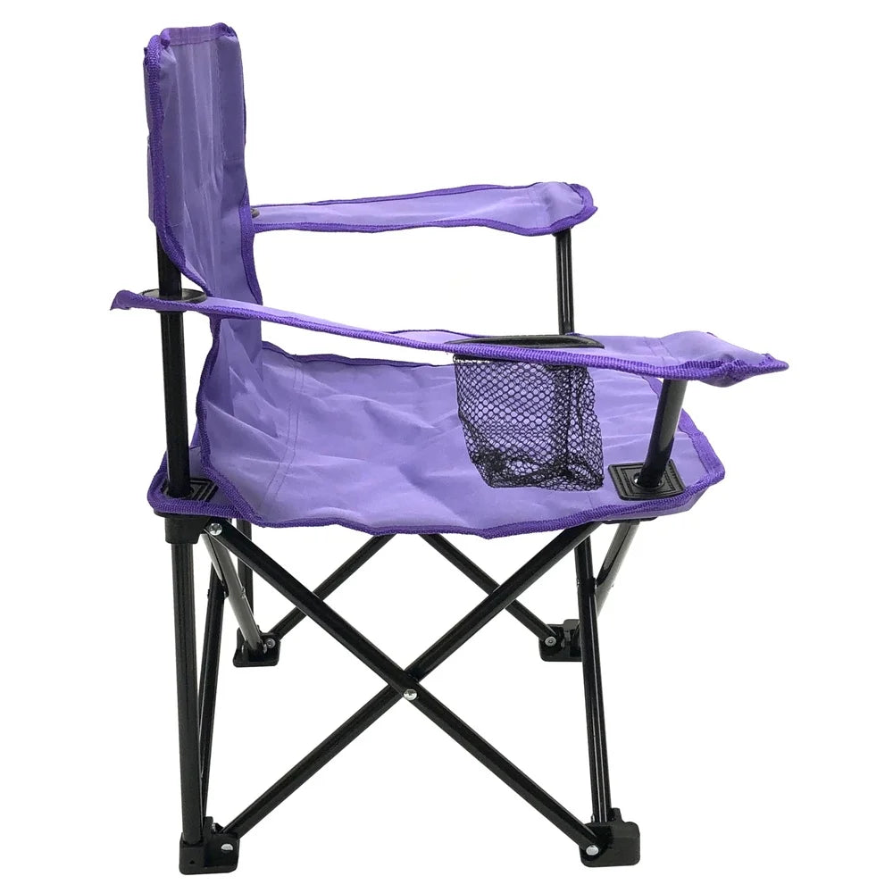 Kids Toddler Chair Lightweight Folding with Carry Bag Armrests Drink Holder Safety Locks Great Camping Parks Events