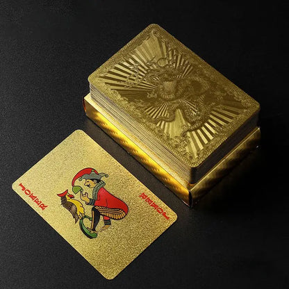 Poker Cards Game Waterproof Gold Foil Poker Board Game PVC Portable Leisure Playing Cards For Festivals Parties Gatherings