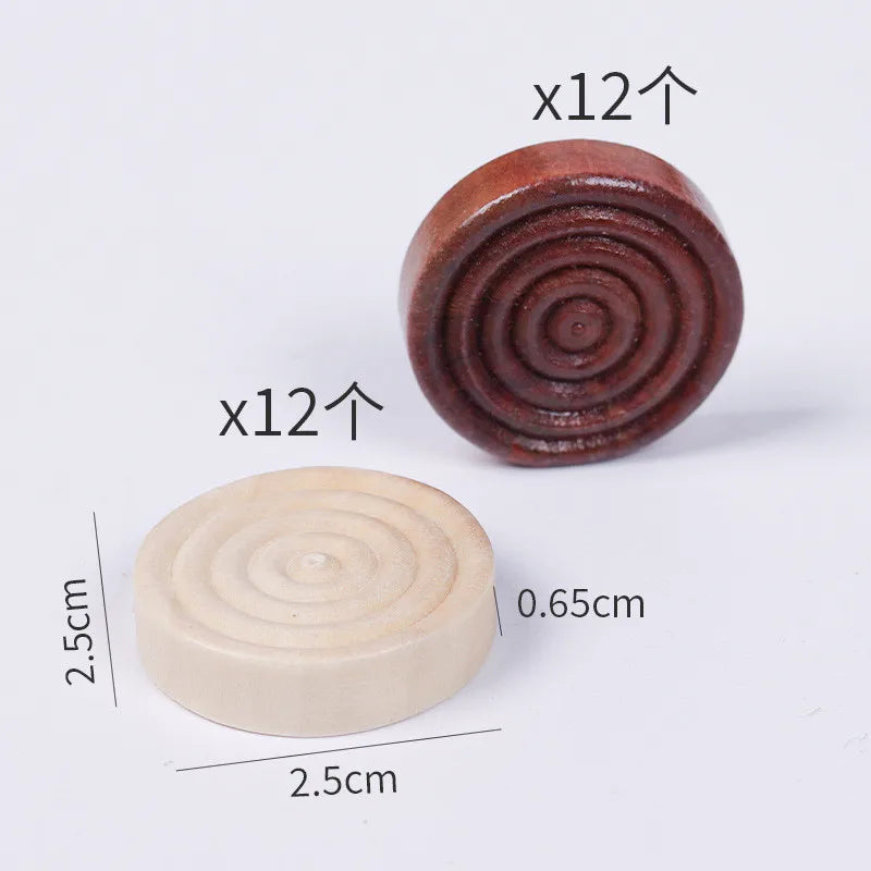 24Pcs/set Wooden Chips Round Checkers Pieces For Backgammon Chess Game Accessories