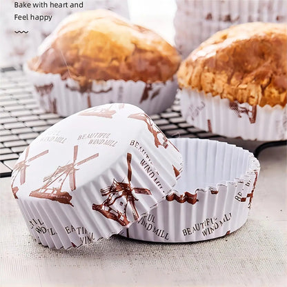 Round Cupcake Liners Greaseproof Paper Baking Cups Non-stick Muffin Wrappers Oven Safe For Muffins Brownie Quiche Snacks