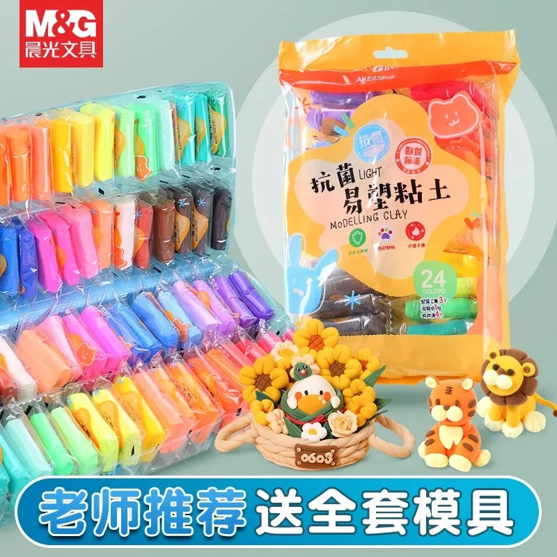M&G 12/24/36 colors ultralight clay children's safety assured color clay easy plastic playdough handmade clay toys diy material