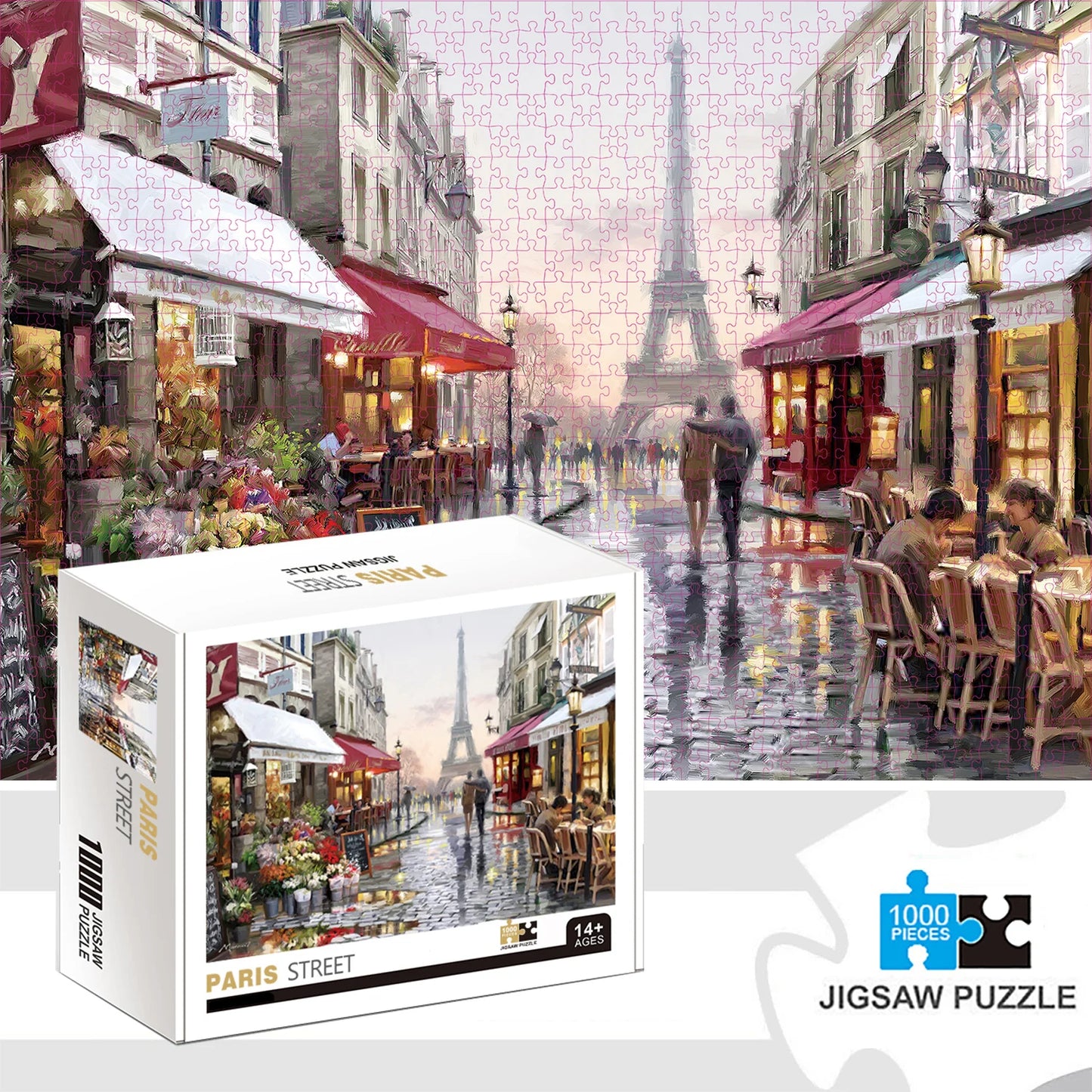 1000 Pieces Jigsaw Puzzles, Paris Street, Adults Large Puzzle Toys Gift Intellectual Decompressing Fun Family Game