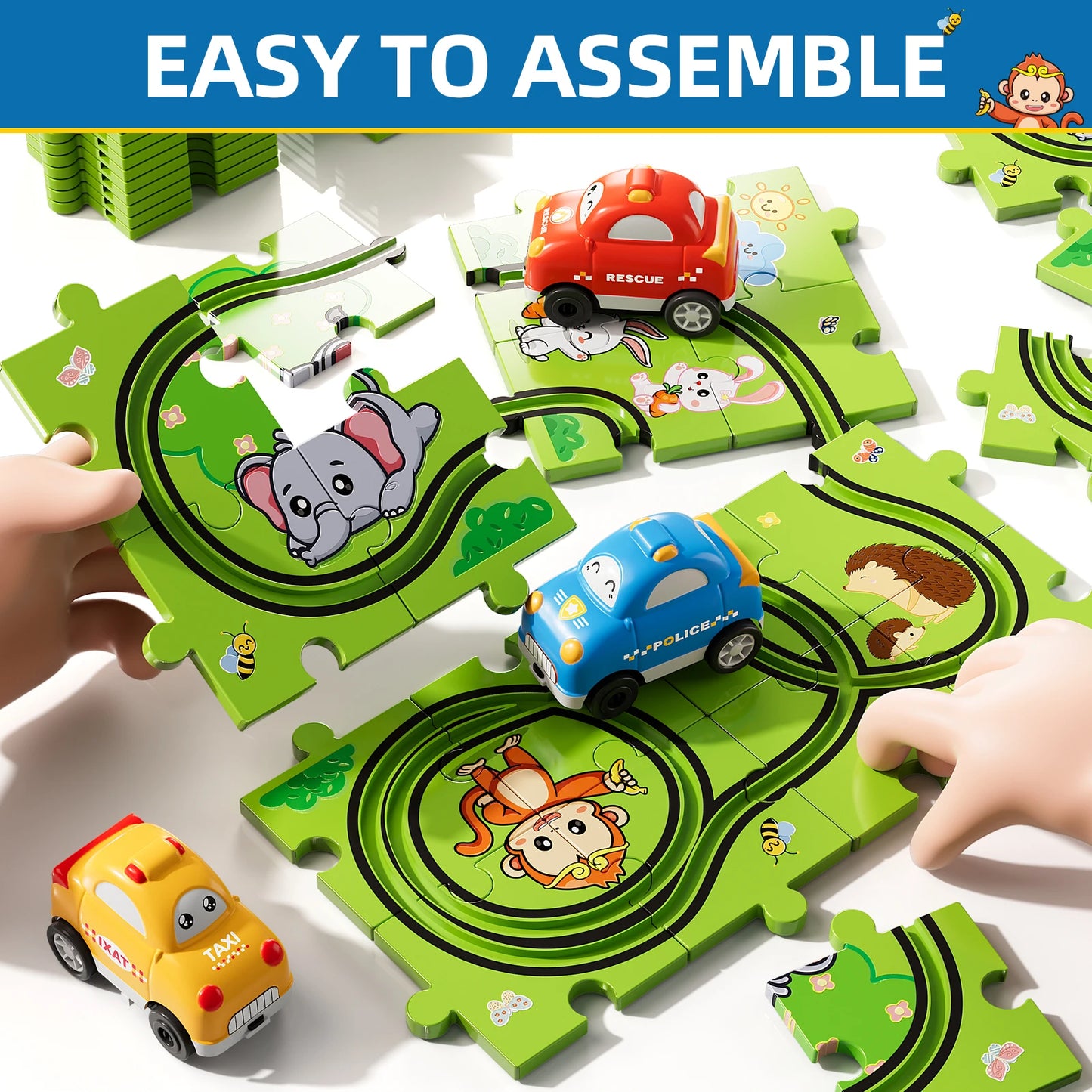 39 Pcs Jigsaw Puzzle Race Track Car Set Toys For Kids Puzzle