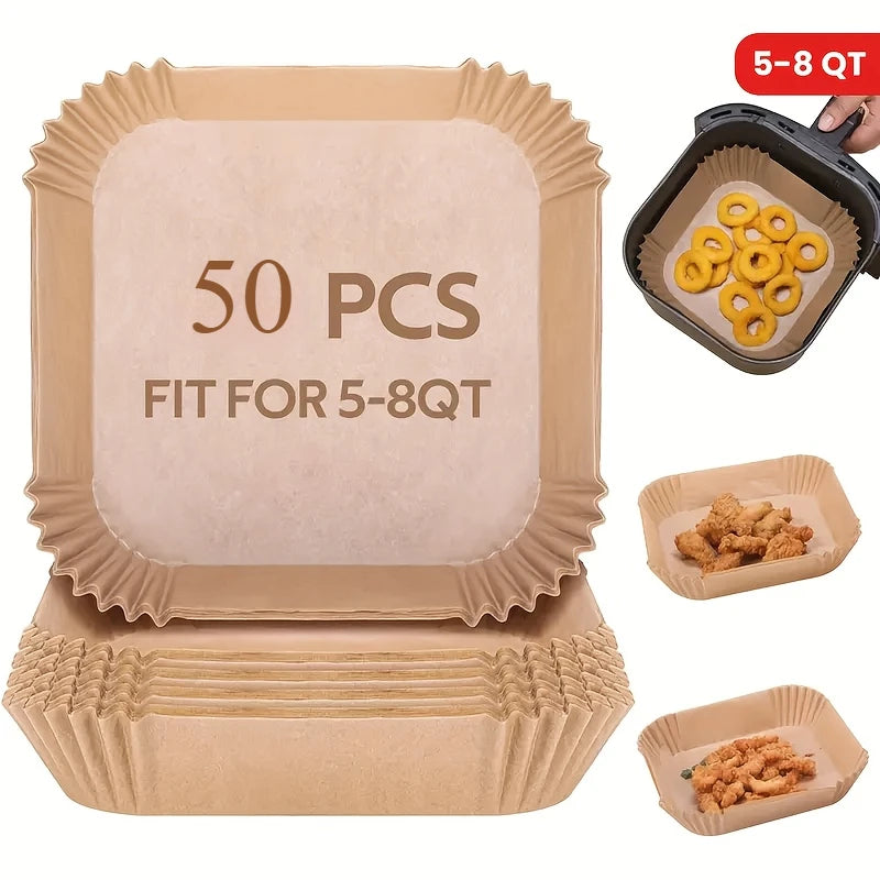 100/50pcs Non-Stick Air Fryer Disposable Paper Liners,Compatible with Most Air Fryer Models,Baking Sheets for Baking,Frying Food