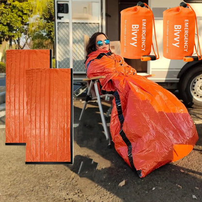 Portable Waterproof Emergency Survival Sleeping Bag Outdoor Camping Gear Thermal Sack First Aid Rescue Mylar Insulate Blanket