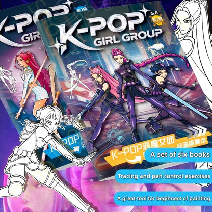 Kpop Demon Hunters Coloring Book Anime Character Rumi Mira Zoey Cute Line Drawing Tracing Sketch Copying Picture Book Kids Gifts