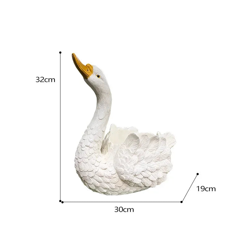 Swan-Shaped Bonsai Planter Animal Theme Garden Pot Roman Pillar Style Decoration Courtyard Landscape Ornament Elegant