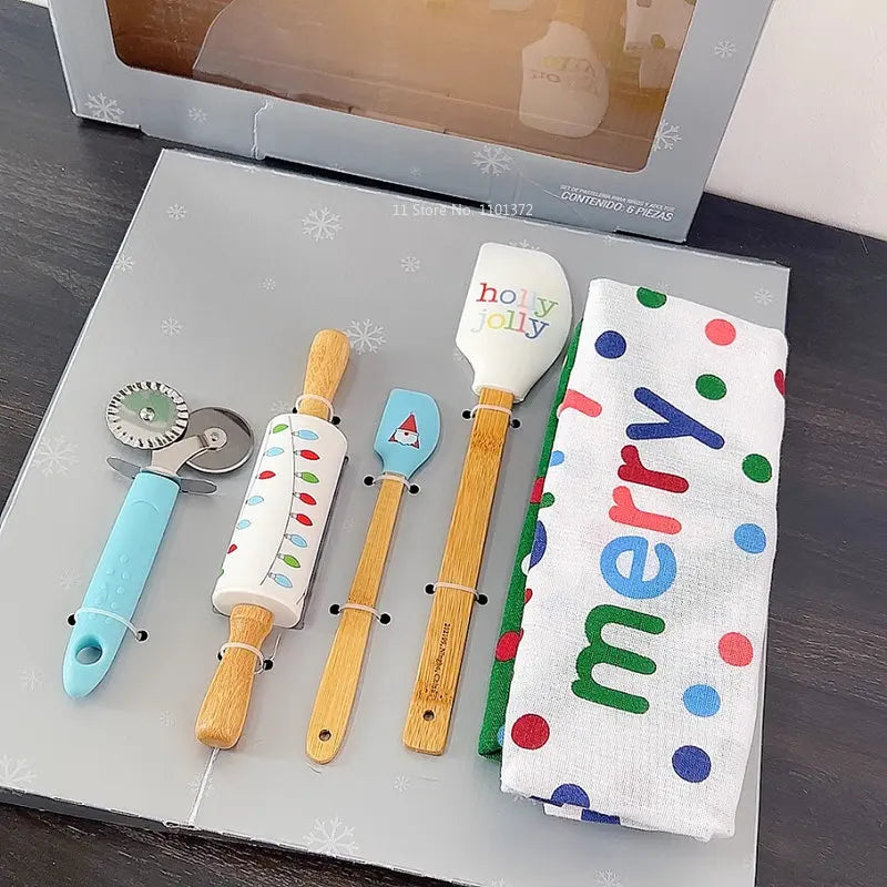 6pcs Children's Silicone Baking Tools Set Cake Making Molds Children's Gifts Baking Sets Kitchen Accessories Patisserie Tool Kit